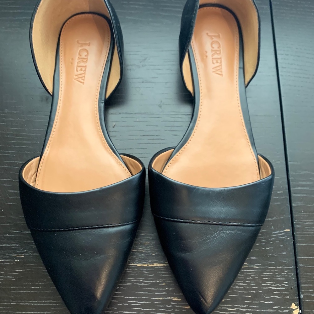 J. Crew Black Pointed Flats Size 6
